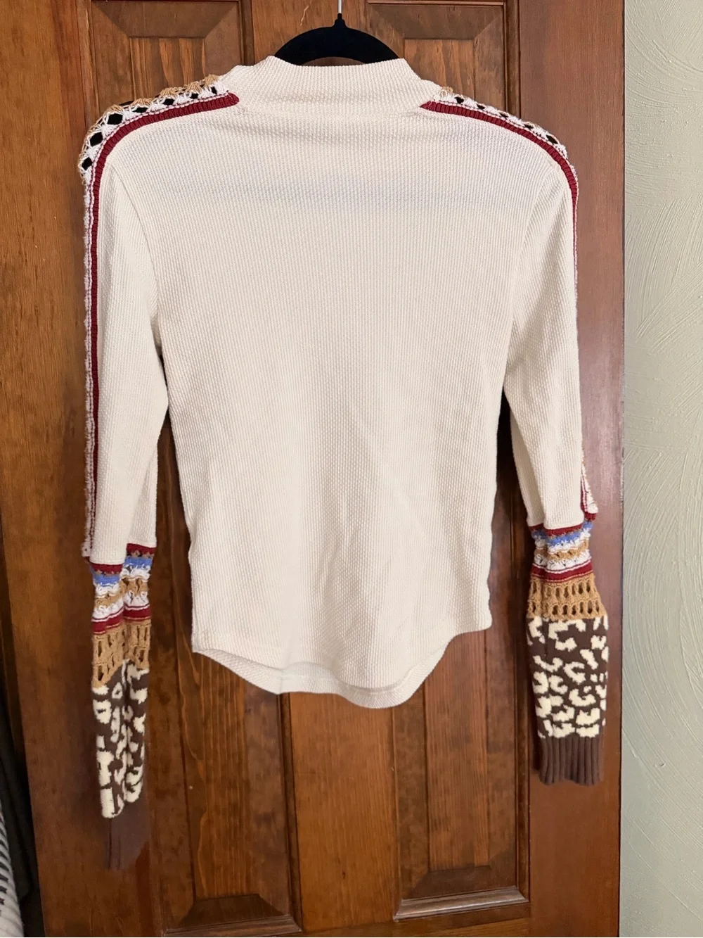 Free people switch it up thermal cuff sleeve knit top long sleeve